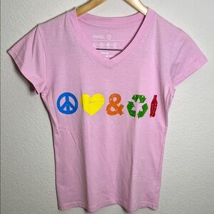 Coca-Cola Pink Tee with Colorful Symbols
